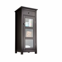 Espresso Wooden Floor Cabinet 3 Tier Narrow Towel Storage Door Bathroom Drawer - £197.48 GBP