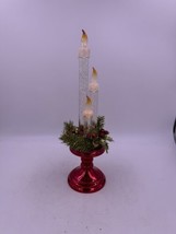 Cracker Barrel Acrylic LED Candle Glitter  Decor Christmas Red Base - $29.61