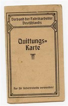 Receipt Card Association of Factory Workers Germany 1922 Stamps Quittung... - £58.38 GBP