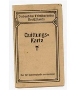Receipt Card Association of Factory Workers Germany 1922 Stamps Quittung... - £58.48 GBP