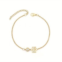 2Ct Lab Created Round Initial &quot;I&quot; Chain Bracelet Diamond 14K Yellow Gold Plated - £154.11 GBP