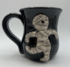 Black Mudworks USA Studio Pottery 3D Mummy Coffee Mug Halloween 16 oz - $28.04