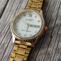 Men&#39;s Gold Watch Stainless Steel Quartz Wristwatch For MEN Relojes De Hombre - £21.53 GBP