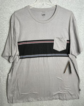 Lee Men&#39;s Cotton Short Sleeve Tee size 3XL Grey Stripe Black New With Ta... - £6.95 GBP