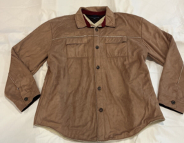 Tommy Hilfiger Suede Jacket Shirt Mens Size 2Xl Tan Sherpa Lined Button Up - £36.06 GBP