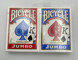 2 decks Bicycle JUMBO face Playing Cards Poker Standard Size Red Blue USA  - £15.96 GBP