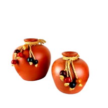 Set of Two Clay Decorative Pots Brazil - £37.37 GBP