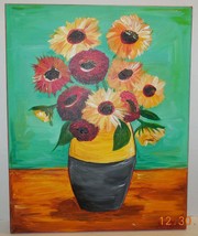 Still Life Original Oil Painting On Canvas 16&quot; x 20&quot; Floral Abstract Art - $35.30