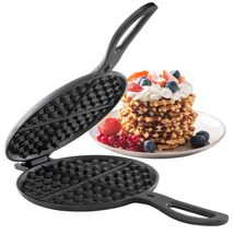 Megachef 6.7 Inch Round Cast Iron Pie Iron Outdoor/Camping Cookware with... - $44.97