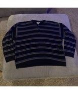 Vintage Eddie Bauer 1990s Mens Large Pullover Sweater Blue Striped Butto... - €25,92 EUR