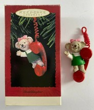 Vintage 1993 Hallmark Keepsake Granddaughter Bear on Phone Ornament - £8.66 GBP