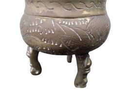 Vtg Signed Brass Foo Dog China Incense Burner Urn 4.5" Chinese Marked Seal image 7