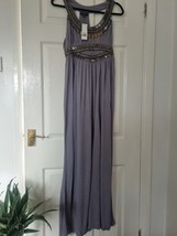 BNWT Warehouse Maxi Dress Size 10 Embellished Grey Racer Back - £14.66 GBP
