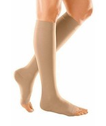 Duomed Soft CL 1 Below Knee Open Toe Compression Stockings L Sand - £23.62 GBP
