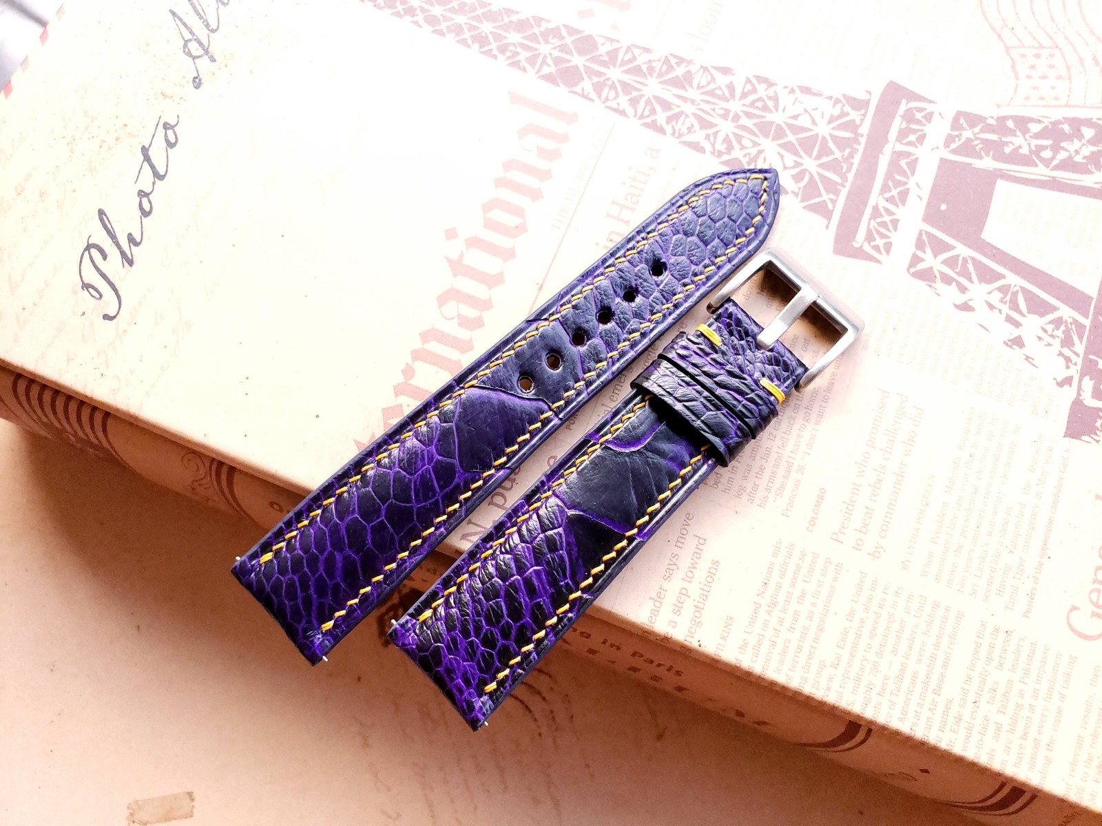 (Customizable, multiple size) Ostrich leg skin handmade watch straps - $89.99+