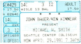 Michael W. Smith Concert Ticket Stub April 29 1991 Seattle Washington - £19.54 GBP