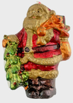A Holiday Tradition  Christmas Ornament Santa + Gift Bag Hand Painted - $4.45