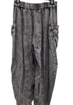 Free People High Road Barrel Pants XS Gray Acid Wash Pull On Linen Blend Boho image 4