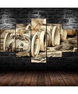 100 Money Dollars Roll 5 PC canvas Wall Art Picture Home Decor Large Sz ... - £43.16 GBP