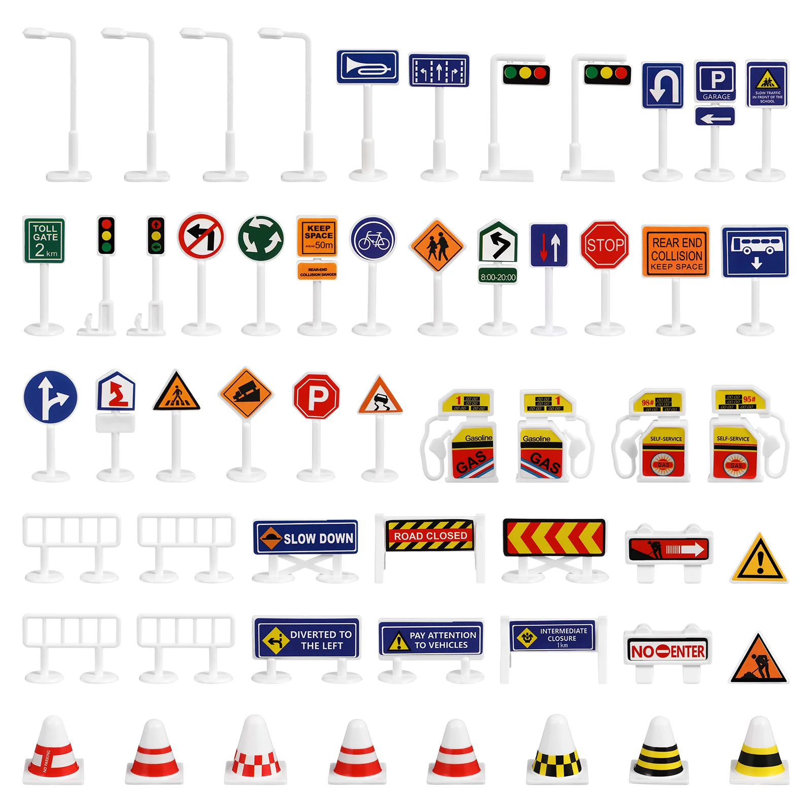 Mini Traffic Signs Model Road Block Models Road Signal Toys Fences Parking - £222.41 GBP