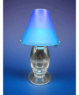 PartyLite P8946 Ocean Satin Blue Glass Candle Lamp Votive Holder Clear - £21.98 GBP