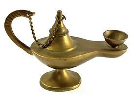 Vintage Aladdin Etched Brass Genie Lamp Incense Burner 4&quot; - $14.95
