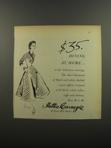 1953 Hattie Carnegie Housecoat Advertisement - $35. Dining at home - $18.49