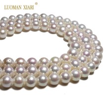 Top 100% Natural AAA Tower Nearly  Round Freshwater Pearl Round Pearls Beads For - £56.69 GBP