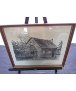 Andrea Ondish Charcoal Sketch Moore House Cabin Woods Vacation Getaway 1... - $33.48