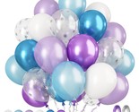 Frozen Balloons, 60 Pcs 12 Inch Purple Blue Balloons White And Snow Conf... - $21.99