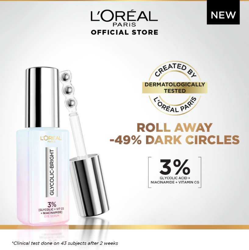 L’Oréal Paris Glycolic Bright 3% [Dark Circle Eye Serum (20ml) Free DHL Express - $88.55