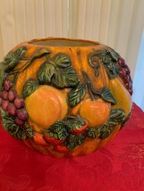 Handmade Ceramic Center Piece Fall Pumpkin with Fruit - £9.44 GBP