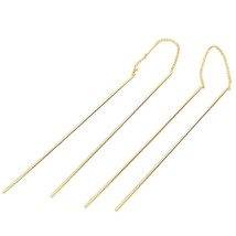 Double Fair Simple Strip Bar Long Chain Drop Dangle Earrings Rose Gold Color Fas - £7.75 GBP
