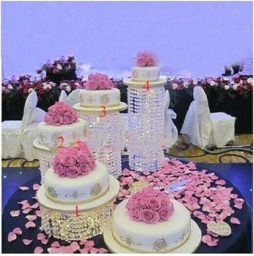 4pc. Crystal Wedding Party Cake Stand Decoration Set w/ LED Lights - $379.12