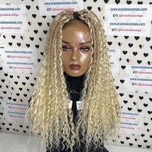 Boho Box Braids Goddess Curls Braided Lace Closure Wig With Curly Synthetic Hair - £124.99 GBP