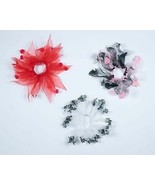 LOT OF 3 PONYTAIL PONY TAIL HOLDER SHEER RIBBONS FLOWERS HEARTS HAIR ACC... - $8.68 CAD