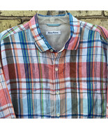 Tommy Bahama Men&#39;s 100% Linen Shirt XL Red &amp; Blue Plaid EUC - £12.94 GBP