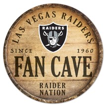 Las Vegas Raiders Sign Wood 14 Inch Round Barrel Top Design - $43.99
