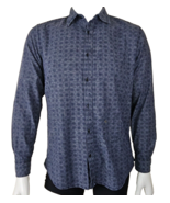 Diesel Industry Denim Shirt Mens M Blue Medallion Print 100% Cotton Long... - £37.75 GBP