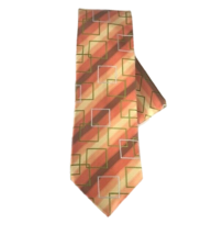 St. Patrick Men&#39;s Tie &amp; Hanky Set Orange Lime Green Gray Plaids Pattern 3.5&quot; - £15.94 GBP