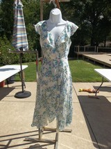 Nwot Chaps White&amp;Blue Floral Print Dress 6 - £27.86 GBP