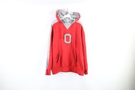 Vintage Majestic Mens Large Thrashed Ohio State University Hoodie Sweatshirt Red - £38.84 GBP