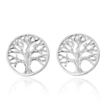Beautiful Round Filigree Tree of Life .925 Sterling Silver Stud Earrings - £13.24 GBP