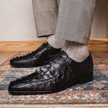 Cancun Genuine Hornback Caiman Crocodile Dress Derby's Shoes Black image 9