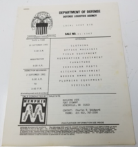 Department of Defense Logistics Agency 1981 Auction Catalog Military Sur... - $18.95