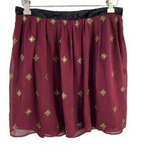 Claudie Pierlot Burgundy Chiffon Skirt with Gold Sequins Size 36 / US 6 - £25.94 GBP