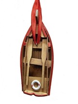 Hand Painted 4&quot; Wooden Row Boat Red Nautical Coastal Christmas Ornament - £7.80 GBP