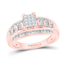 10kt Rose Gold Princess Diamond Cluster Bridal Wedding Engagement Ring 1/2 Cttw - £579.71 GBP