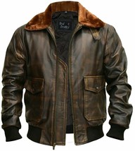 Flight Bomber G-1 Aviator A-2 Flying Real Leather Distressed Biker Men Jacket - £93.38 GBP+