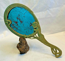 Vtg Brass Art Nouveau Bird Lady Hand Mirror Beauty Animal Vanity Decorative - £23.59 GBP
